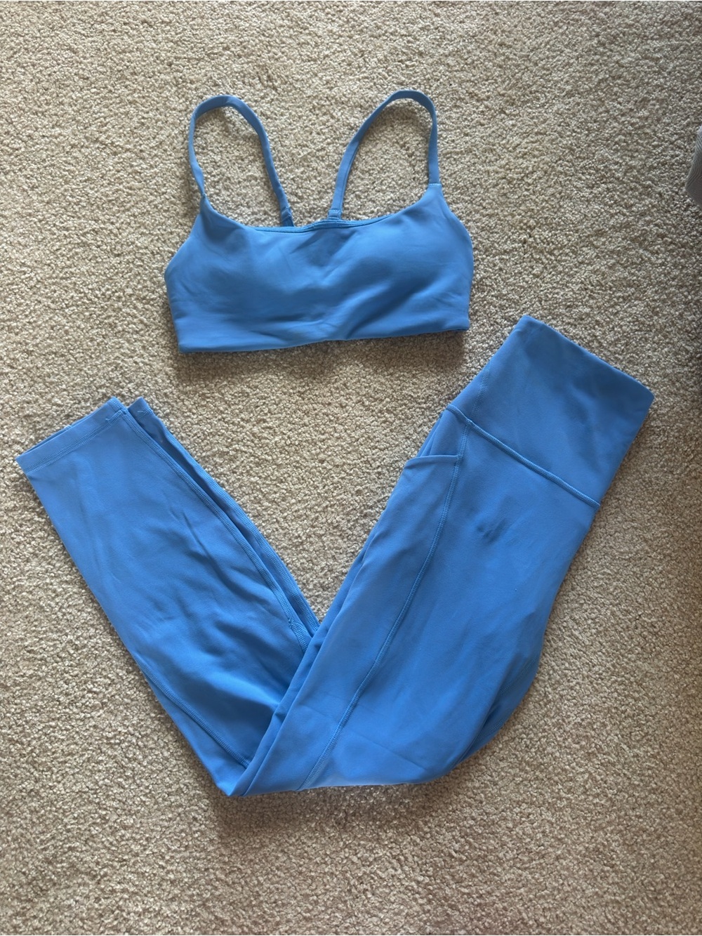 lululemon athletica Sky Blue Leggings and Sports Bra Set